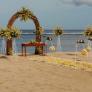 standing flower ball beach wedding 